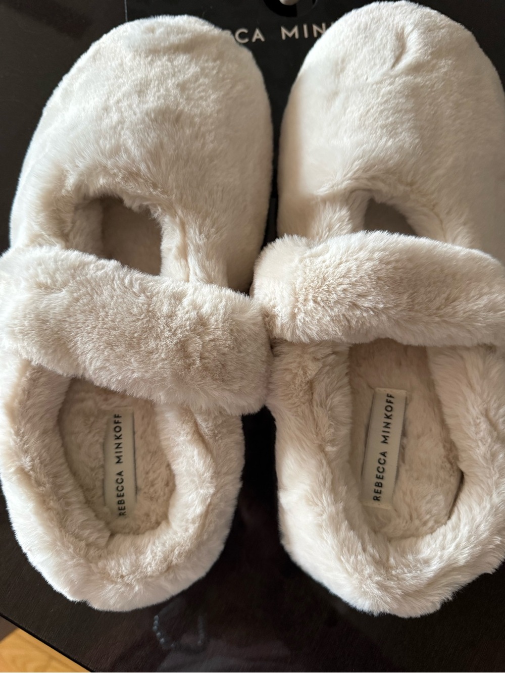 Rebecca Minkoff Plush Cream Mary Jane-Style Slippers